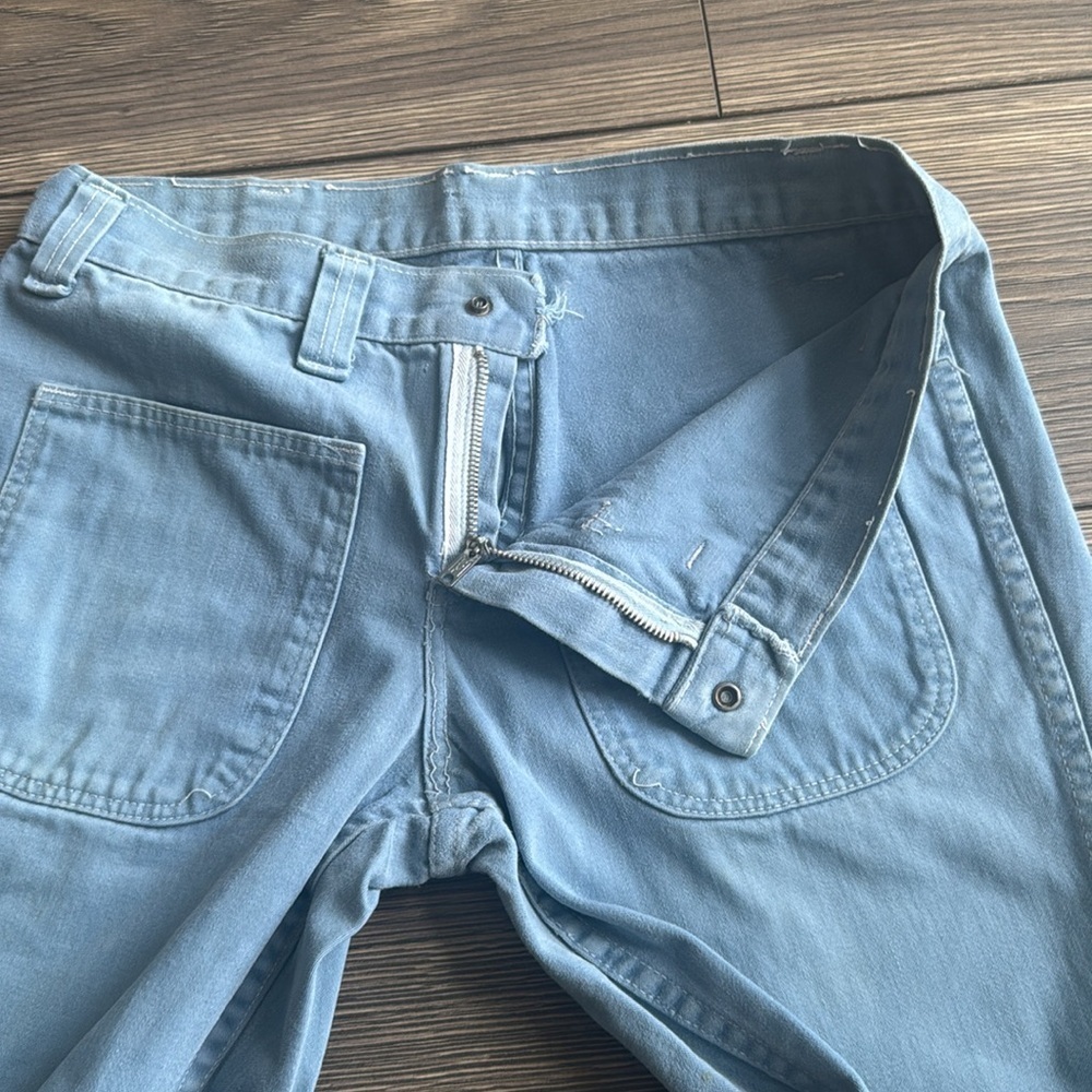 light blue "Hillbilly" bell bottoms flared jeans from the 1960s & 1970s disco - Picture 6 of 12